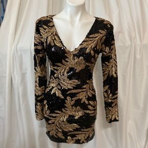 Black and Gold Floral Dress
